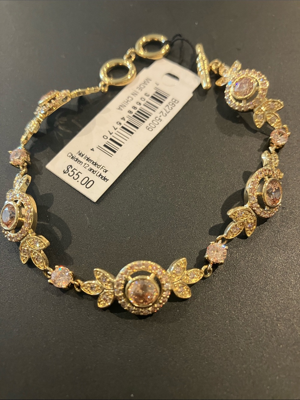 Carolee Gold-Tone Pink Crystal Bracelet New with Tags